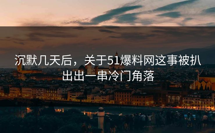 沉默几天后，关于51爆料网这事被扒出出一串冷门角落