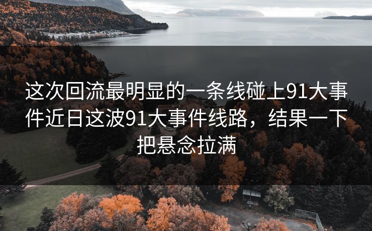 这次回流最明显的一条线碰上91大事件近日这波91大事件线路，结果一下把悬念拉满