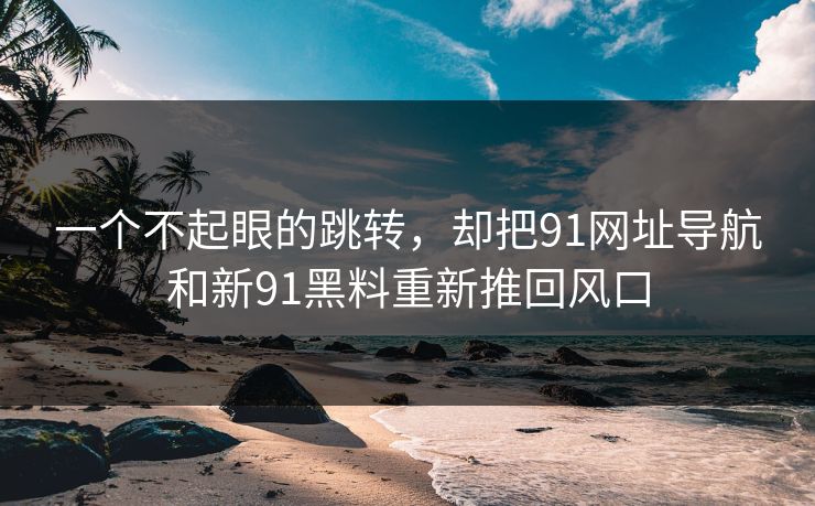 一个不起眼的跳转，却把91网址导航和新91黑料重新推回风口