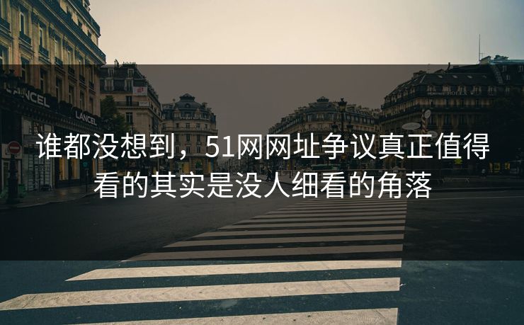 谁都没想到，51网网址争议真正值得看的其实是没人细看的角落
