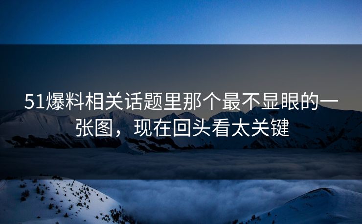 51爆料相关话题里那个最不显眼的一张图，现在回头看太关键