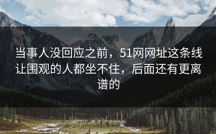 当事人没回应之前，51网网址这条线让围观的人都坐不住，后面还有更离谱的