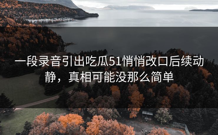 一段录音引出吃瓜51悄悄改口后续动静，真相可能没那么简单